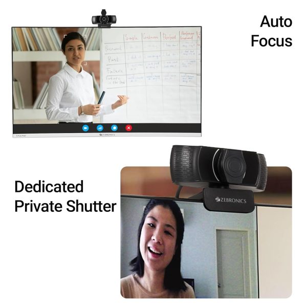 ZEBRONICS Pure Plus 4K Webcam, 3840 x 2160 (4K UHD), 30 FPS, Auto (Focus + White Balance + Brightness Correction), Built-in Microphone, Privacy Shutter, for Skype | Zoom | Meet | Teams