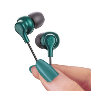 FINGERS SoundBoss Wired Earphones (with in-built Mic, Sturdy Cable and L-pin Connector)- Emerald Green