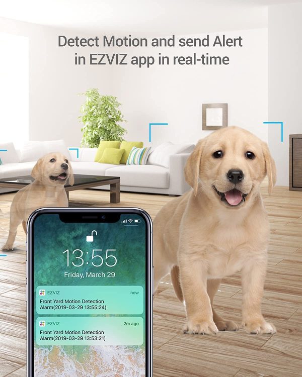 EZVIZ by Hikvision | Full HD Smart WiFi Home Camera | Child/Pet Security | AI Motion Detection | Enhanced Night Vision | 2-Way Audio | 360° Pan/Tilt | SD Card Slot Upto 256GB |Alexa & OK Google|C6N