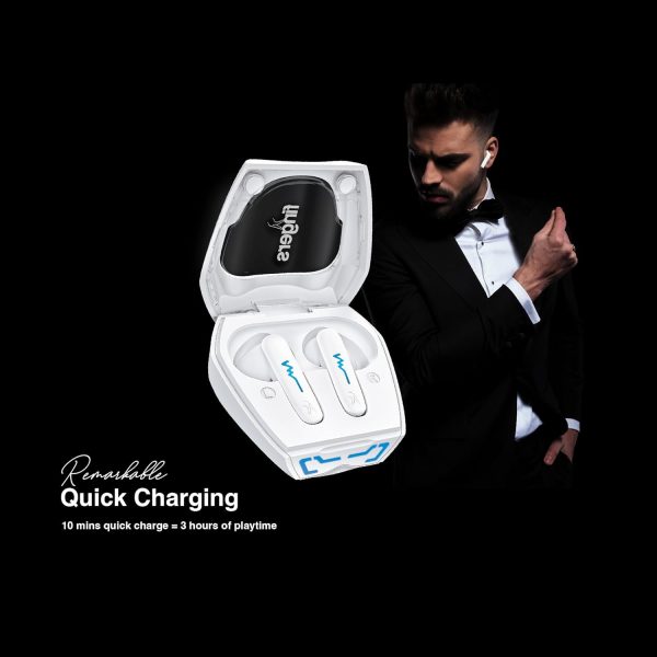 FINGERS Tuxedo TWS Earbuds with 32-hour Playtime, Fast Charging, 13mm Neodymium Drivers, Surround Noise Cancellation (SNC Technology) built-in Mic, IPX4 Sweat Resistant, Voice Assistant (Luxe White)