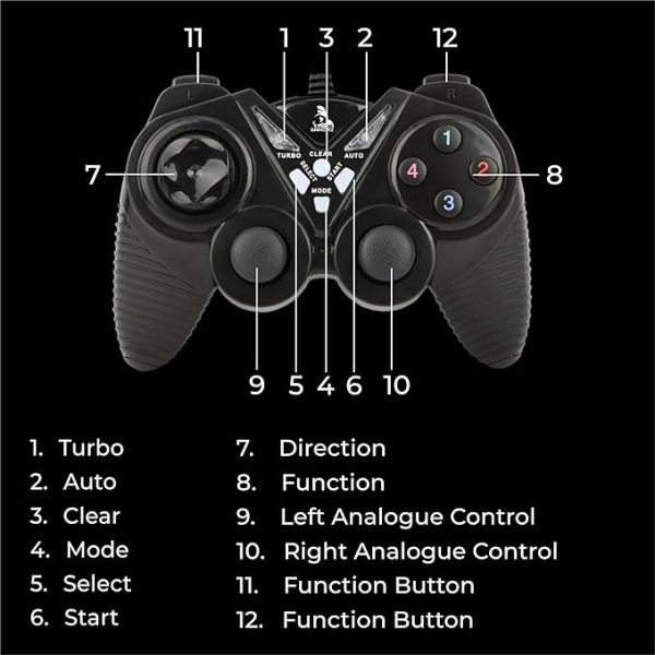 TAG Gamerz G20 USB Gamepad | Vibration Motor | Turbo Mode | Force Function Feedback | Ergonomic Design | Plug And Play High Performance Gaming Controller/Remote | Rubberized | Supports Windows (Black)