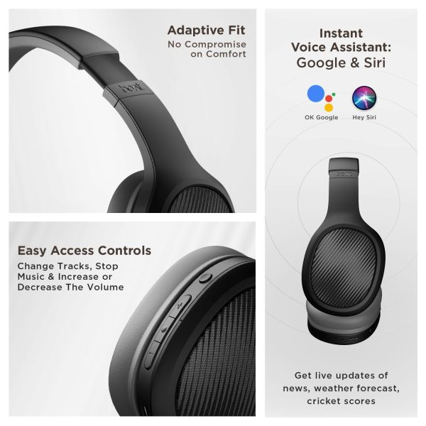 boAt Rockerz 460 Wireless Over Ear Headphones w/Up to 30hrs Playtime, 40mm Drivers, BEAST™ Mode, ENx™, Dual Pairing, BT v5.2, Instant Voice Assistant, Adaptive Fit(Active Black)