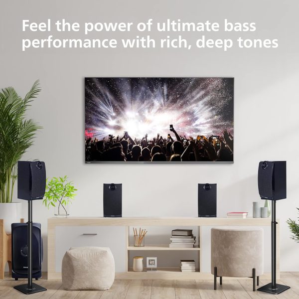 PHILIPS Audio TAV7477 4.1 Channel 75W Bluetooth Multimedia Speaker System with 2x15W & 2x5W Satellite Speakers, Multi-Connectivity Option with Supporting USB, AUX, FM & Remote Control (Black)