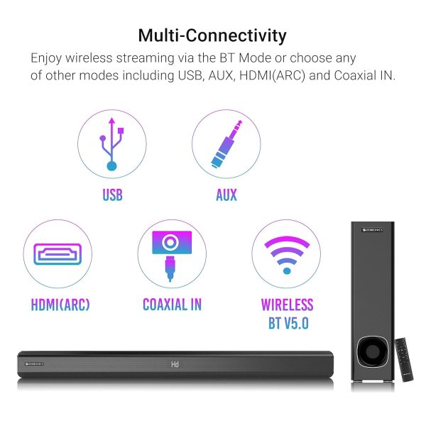 Zebronics ZEB-JUKE BAR 3900 Wireless Bluetooth Soundbar With Subwoofer Supporting Wall Mount, USB, AUX, Coaxial IN, HDMI ARC & Remote Control. (80 Watt, 2.1 Channel)