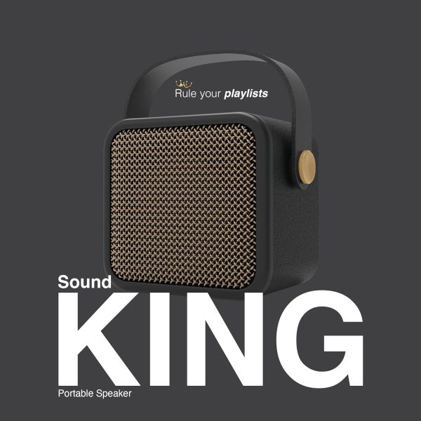 FINGERS SoundKing Portable Speaker with Magnificent Sound & Bold bass (Bluetooth® | FM Radio | MicroSD | USB | AUX, 12-Hour Playtime, Free Carry Strap, Built-in Mic) - Rich Black