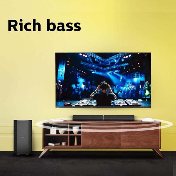 Roll over image to zoom in Philips Convertible Soundbar MMS8085B, 2.1 Channel with Multiple-Connectivity Option,USB in, Bluetooth Connectivity 80 Watt (Black), Superior Sound