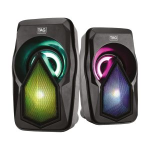 TAG DP600 USB Stereo 2.0 Wired Multimedia Desktop Speakers | 6W Peak Output | 7 Colors Rainbow RGB LED Lights | 3.5mm AUX Support | in-line Volume Control | Made for Desktop, PC, Laptop