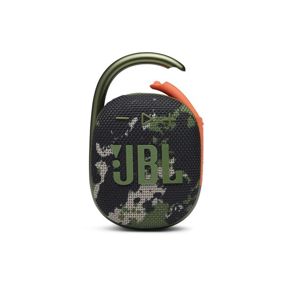 JBL Clip 4, Wireless Ultra Portable Bluetooth Speaker, Pro Sound, Integrated Carabiner, Vibrant Colors with Rugged Fabric Design, Dust & Waterproof, Type C (without Mic, Squad)