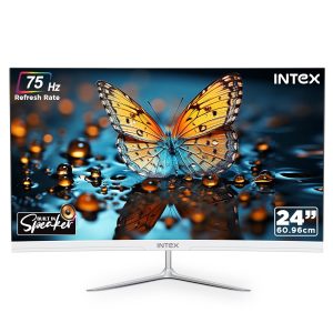 Intex 60.9 CM (24 Inch) Full HD Curved Backlight LED Monitor | VA Panel, 100Hz Refresh Rate with 1920x1080 Pixels | 5ms Reponse Time, Framless, Sleek Metal Stand with Built-in Speaker