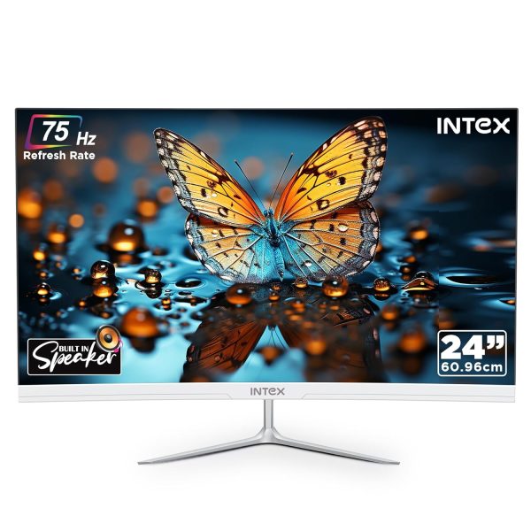 Intex 60.9 CM (24 Inch) Full HD Curved Backlight LED Monitor | VA Panel, 100Hz Refresh Rate with 1920x1080 Pixels | 5ms Reponse Time, Framless, Sleek Metal Stand with Built-in Speaker