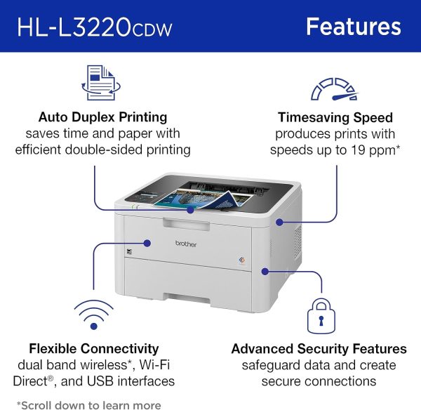 Brother HL-L3220CDW Wireless Compact Digital Color Printer with Laser Quality Output, Duplex and Mobile Device Printing | Includes 4 Month Refresh Subscription Trial¹, Amazon Dash Replenishment Ready