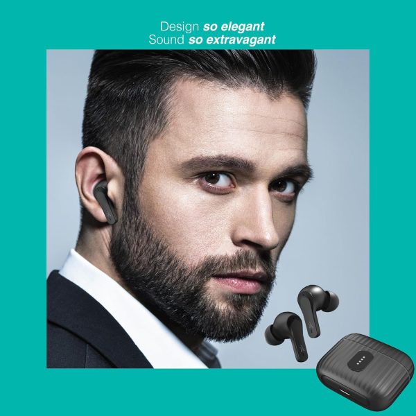 FINGERS EarTunes-5 in Ear Earbuds [ 24-hours Total Playtime, IPX4 rating, Built-in Mic with SNC™ (Surround Noise Cancellation) Technology, Voice Assistant, Touch Controls] (Matte Black)