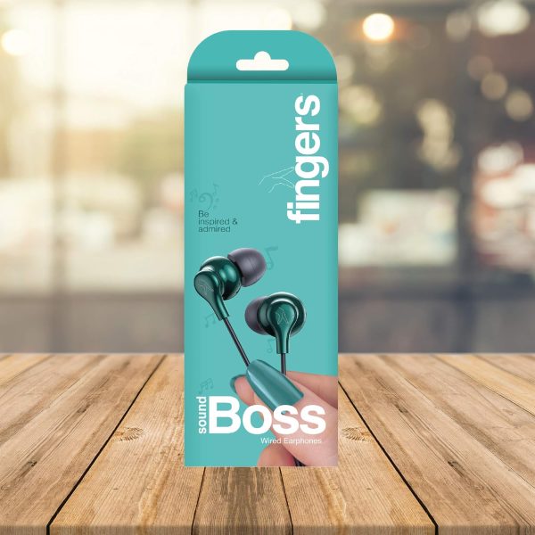 FINGERS SoundBoss Wired Earphones (with in-built Mic, Sturdy Cable and L-pin Connector)- Emerald Green