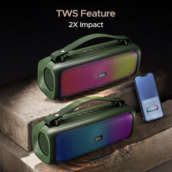 boAt Stone 580 Bluetooth Speaker with 12W RMS Stereo Sound, LED Lights, Up to 8 HRS Playtime, TWS Feature, FM Radio, Multi-Compatibility Mode, IPX4(Pine Green)