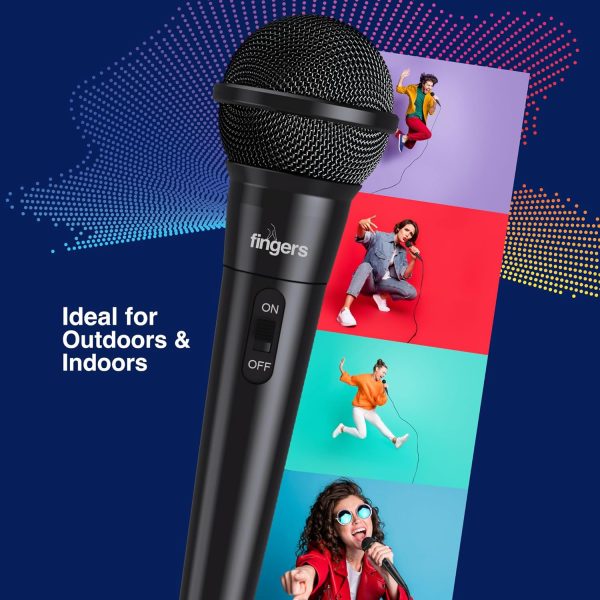 FINGERS Mic-W5 Wired Microphone (with 6.35 mm pin Connector, Ultra-Quiet On-Off Switch, Durable Construction, Ideal for Live Performances - Indoors & Outdoors)