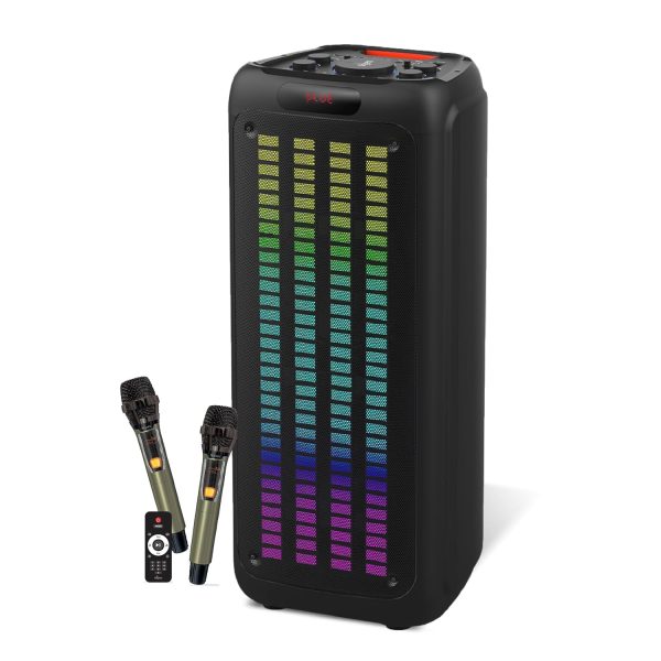 FINGERS RollingParties-110 Bluetooth Trolley Speaker with Powerful 110 W Deep Bass, 8-Hour Playtime,Guitar Input, TWS Support, Bundled 2 Wireless Mics & Additional 2 Mics (Rich Black)