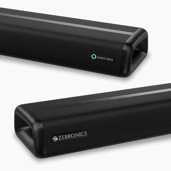 Zebronics ZEB-Jukebar 3820A PRO with Alexa built-in, English/Hindi, BT, Powerful Soundbar 80W RMS, smart App control, music streaming, advanced dual far field mics, inbuilt dual sub, HDMI ARC, Optical