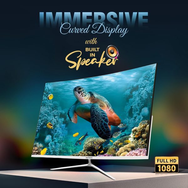 Intex 60.9 CM (24 Inch) Full HD Curved Backlight LED Monitor | VA Panel, 100Hz Refresh Rate with 1920x1080 Pixels | 5ms Reponse Time, Framless, Sleek Metal Stand with Built-in Speaker
