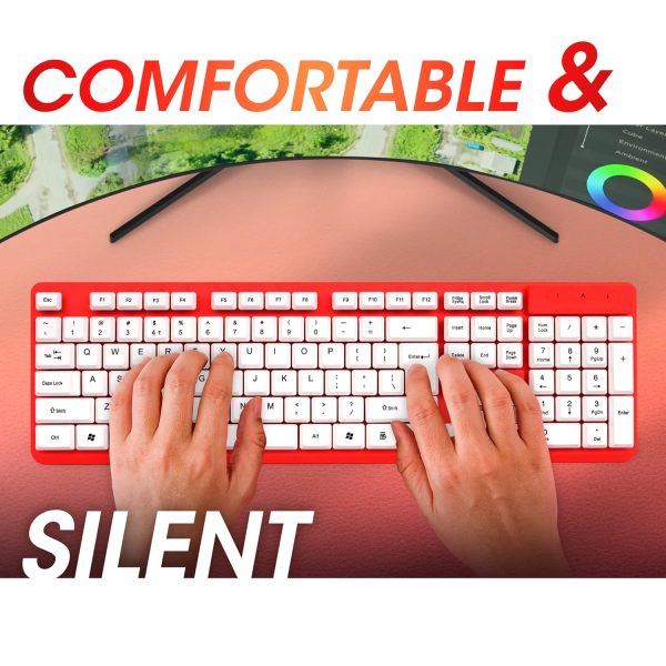 Zebronics JUDWAA 541 USB Keyboard and Mouse Set for Computers & Laptops with 1200 DPI, 1.3 Meter Cable, Retractable Stand, Comfortable Usage, Silent Typing and Matte Finish (Red)