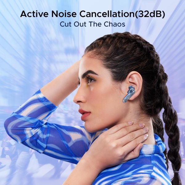 boAt Airdopes 191 ANC Truly Wireless in-Ear Earbuds w/ 32dB Active Noise Cancellation, Ambient Mode, 60hrs Playback, 13mm Drivers,4 Mics w/ENx™,in-Ear Detection,IWP™ Tech,ASAP™ Charge(Pellucid Blue)