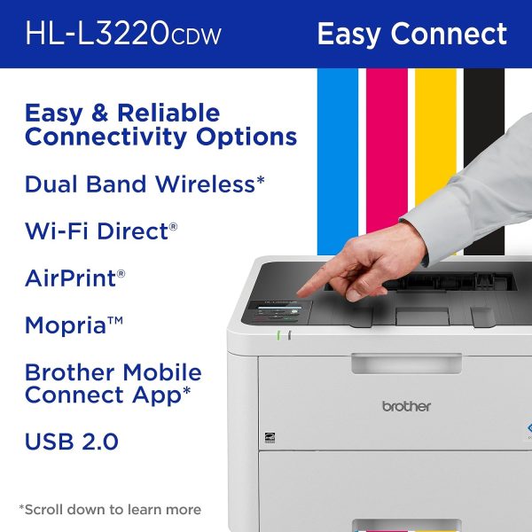 Brother HL-L3220CDW Wireless Compact Digital Color Printer with Laser Quality Output, Duplex and Mobile Device Printing | Includes 4 Month Refresh Subscription Trial¹, Amazon Dash Replenishment Ready