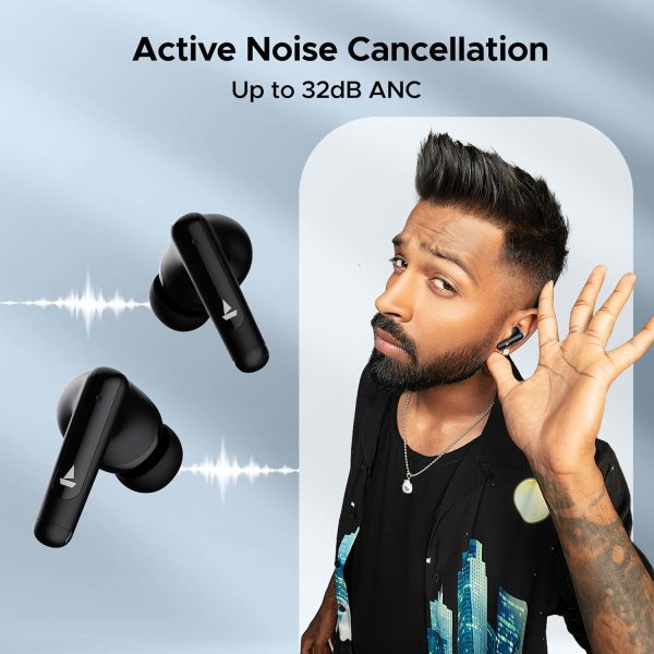 boAt Airdopes Unity ANC TWS in Ear Earbuds with Up to 50 Hours Total Playback, ANC Upto 32 dB, Dual Mics with ENx Tech, IPX5 Rating, IWP Tech and ASAP Charge(Black)