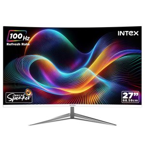 Intex 68.5 CM (27 Inch) Full HD Curved Backlight LED Monitor | VA Panel, 100Hz Refresh Rate with 1920x1080 Pixels | 5ms Reponse Time, Framless, Sleek Metal Stand with Built-in Speaker