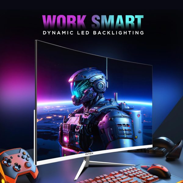 Intex 68.5 CM (27 Inch) Full HD Curved Backlight LED Monitor | VA Panel, 100Hz Refresh Rate with 1920x1080 Pixels | 5ms Reponse Time, Framless, Sleek Metal Stand with Built-in Speaker