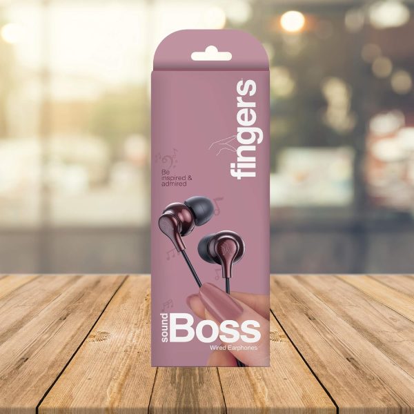 FINGERS SoundBoss Wired Earphones (with in-built Mic, Sturdy Cable and L-pin Connector)- Burgandy