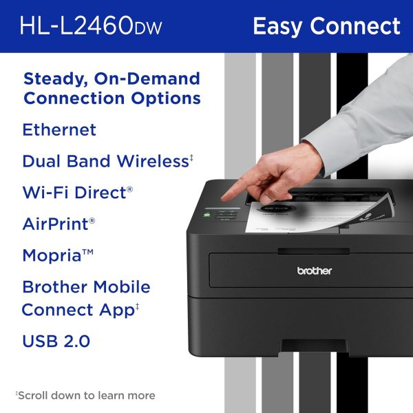 Brother HL-L2460DW Wireless Compact Monochrome Laser Printer with Duplex, Mobile Printing, Black & White Output | Includes Refresh Subscription Trial(1), Amazon Dash Replenishment Ready