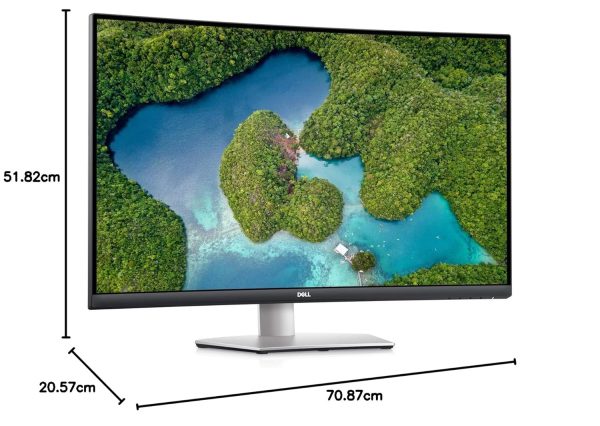 Dell S3221QS 32 Inch (81.28 cm) LED 3840 x 2160 Pixels Curved 4K UHD, VA Ultra-Thin Bezel Monitor, AMD FreeSync, HDMI, DisplayPort, Built in Speakers, VESA Certified, Silver