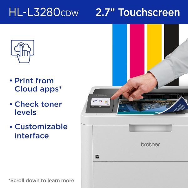 Brother HL-L3280CDW Wireless Compact Digital Color Printer with Laser Quality Output, Duplex, Mobile Printing & Ethernet | Includes 4 Month Refresh Subscription Trial