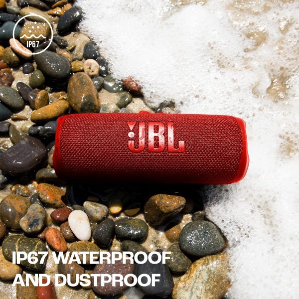 JBL Flip 6 Wireless Portable Bluetooth Speaker Pro Sound, Upto 12 Hours Playtime, IP67 Water & Dustproof, PartyBoost & Personalization by JBP App (without Mic, Red)