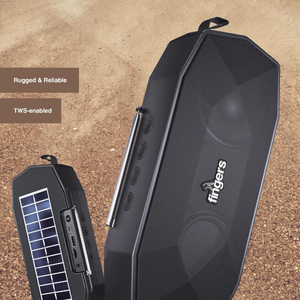 FINGERS SolarHunk Wireless Bluetooth Portable Speaker (Black)