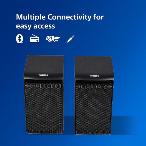 Philips Audio TAV5257 45W 2.1 Channel Wireless and Wired Multimedia Computer Speaker, Multi-Connectivity Option with Supporting USB, Bluetooth, AUX, FM & Remote Control (Black)