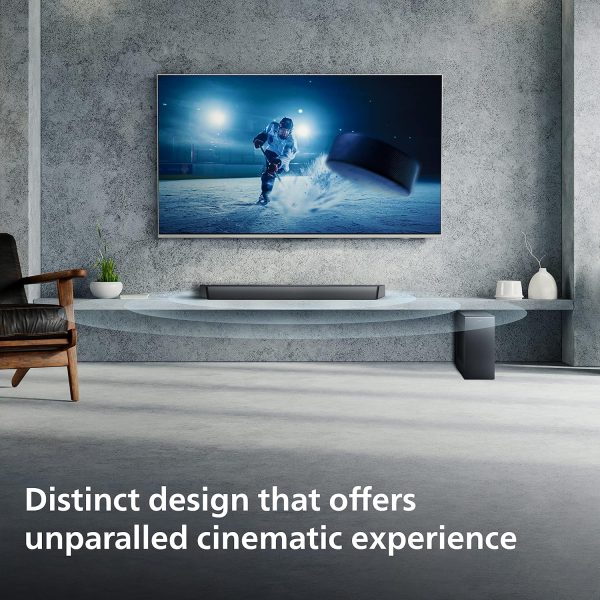 PHILIPS Audio TAB7807, Black 3.1CH,620Watt Max Output, Dolby Atmos Soundbar with Wireless Subwoofer for Cinematic Experience, Multiple connectivity,HDMI eARC and USB Input, Bluetooth