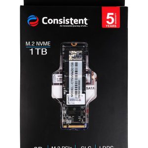 Consistent 1 TB NVMe PCIe M.2 SSD 2280, 3D NAND with SLC Cache, Up to 3000MB/s, 5 Years Warranty