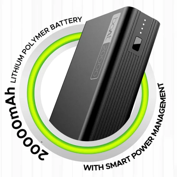 boAt 20000 mAh 22.5 W Power Bank (Carbon Black, Lithium Polymer, Fast Charging, Quick Charge 3.0, Power Delivery 3.0 for Mobile, Tablet)