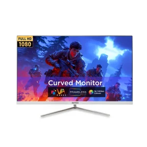Intex 60.9 CM (24 Inch) Full HD Curved Backlight LED Monitor | VA Panel, 100Hz Refresh Rate with 1920x1080 Pixels | 5ms Reponse Time, Framless, Sleek Metal Stand with Built-in Speaker