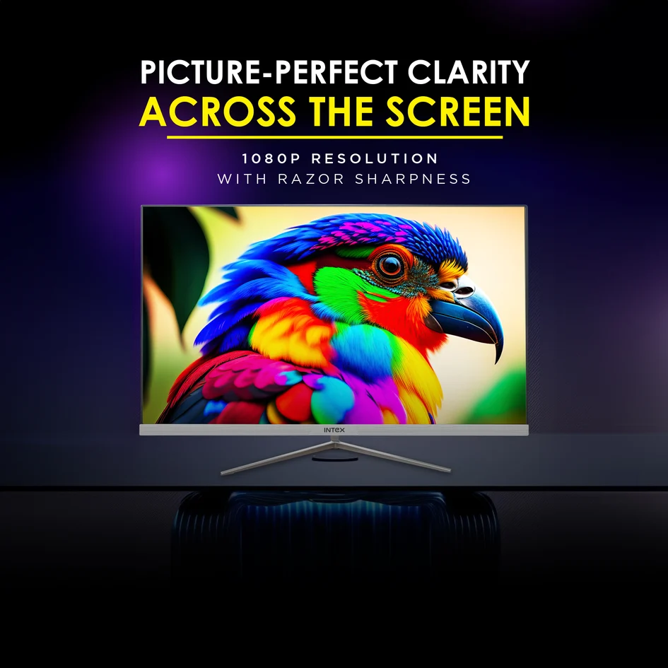 Intex 60.9 CM (24 Inch) Full HD Curved Backlight LED Monitor | VA Panel, 100Hz Refresh Rate with 1920x1080 Pixels | 5ms Reponse Time, Framless, Sleek Metal Stand with Built-in Speaker
