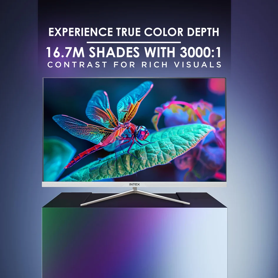 Intex 60.9 CM (24 Inch) Full HD Curved Backlight LED Monitor | VA Panel, 100Hz Refresh Rate with 1920x1080 Pixels | 5ms Reponse Time, Framless, Sleek Metal Stand with Built-in Speaker