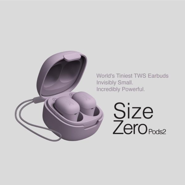 FINGERS SizeZero Pods2 World's Tiniest TWS Earbuds with 15-Hour Total Playtime, Quick Charge of 10 mins for 2-Hour Playtime, Built-in Mic with SNC™ Technology for Clear Calls (Lilac)