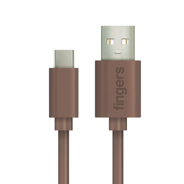 FINGERS FMC-Type-C-01 Usb Type C Mobile Cable With Fast Charging (Up To 3.0 A) And Data Transfer (Caramel Brown)