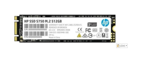 HP SSD S750 M.2 512GB SATA III 3D TLC NAND Internal Solid State Drive (SSD), Black-16L56AA#ACJ with 3 Year Warranty