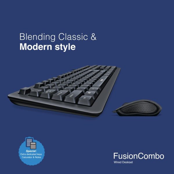 FINGERS FusionCombo Wired USB Keyboard and Mouse Set (Instant Access with 14 Quick Soft Touch Keys & Rupee Key)