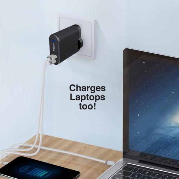 FINGERS PA-65W Power Adapter with 65 W Fast Charging, Dual USB Ports (USB-A and Type-C with PD), Compact Mobile Adapter with Multi-Layer Protection for all devices including Laptops, BIS certified