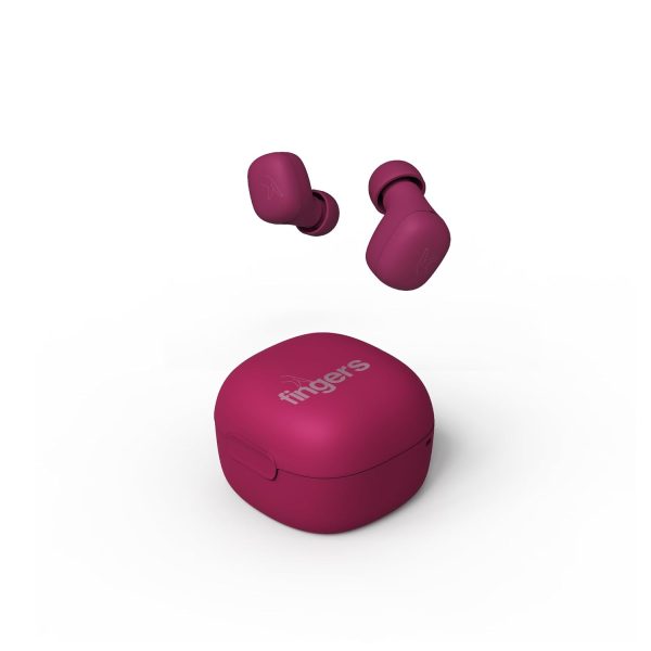 FINGERS SizeZero Pods2 World's Tiniest TWS Earbuds with 15-Hour Total Playtime, Quick Charge of 10 mins for 2-Hour Playtime, Built-in Mic with SNC™ Technology for Clear Calls (Plum)