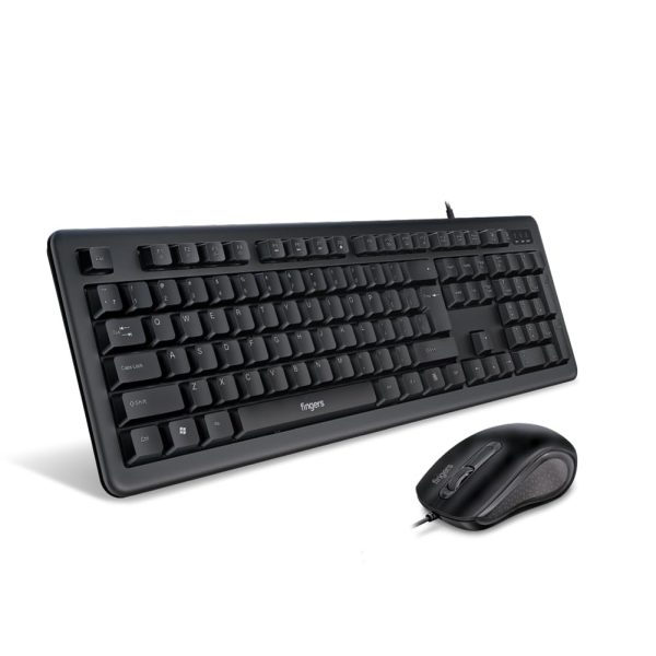 FINGERS FusionCombo Wired USB Keyboard and Mouse Set (Instant Access with 14 Quick Soft Touch Keys & Rupee Key)