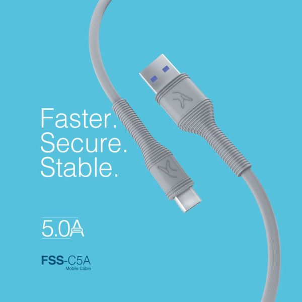 FINGERS FSS-C5A USB-A to Type-C Mobile Cable (‎Steel Grey)