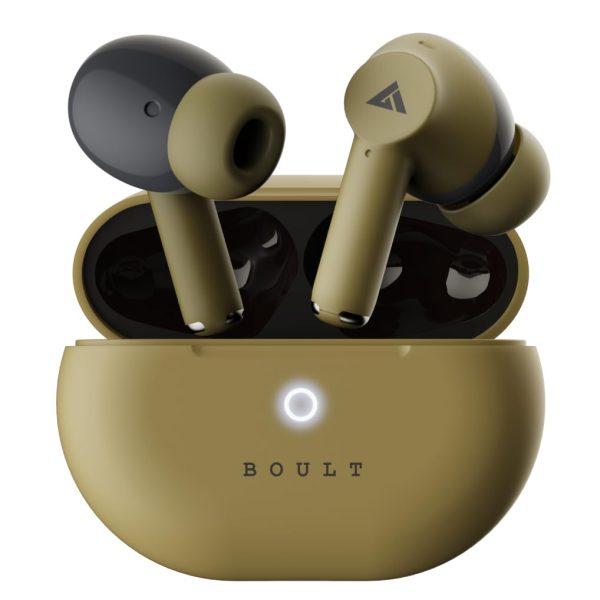 Boult Audio K40 True Wireless in Ear Earbuds with 48H Playtime, Clear Calling 4 Mics, 45ms Low Latency Gaming, Premium Grip, 13mm Bass Drivers, Type-C Fast Charging, BTv 5.3 Ear Buds TWS (Khaki Green)